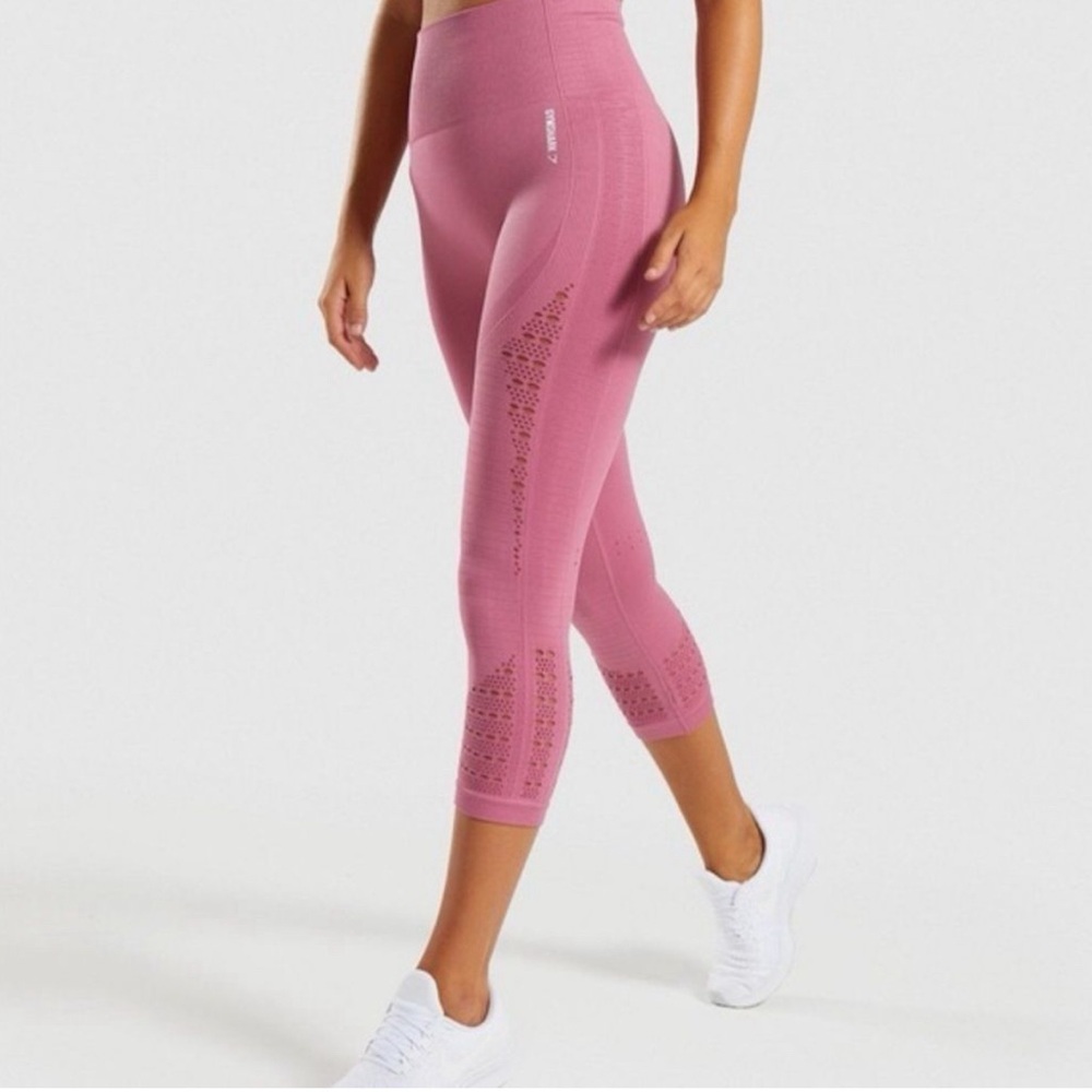 GYMSHARK Dusty Rose Energy Seamless  Leggings cropped M